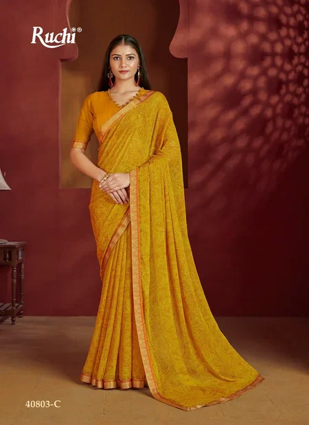 Simayaa 12 By Ruchi Chiffon Saree With Attached Border Online Wholesale